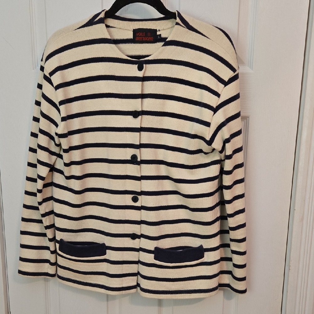 Women's Striped Mariniere Jacket - Navy and Cream